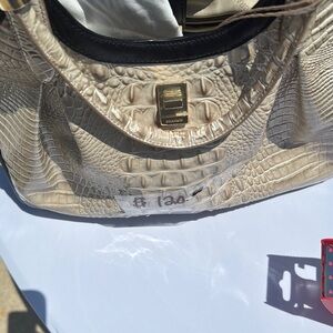 Elegant Cream Crocodile-Embossed Bag